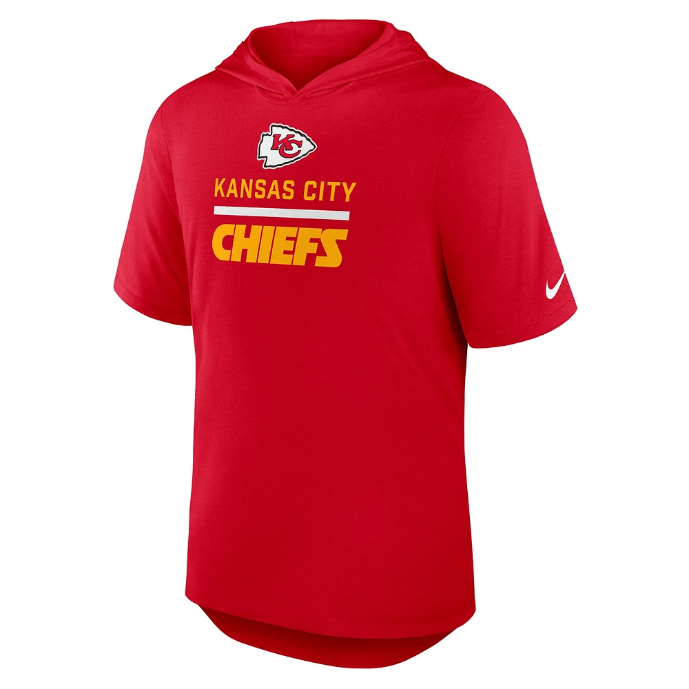 Men's Nike Red Kansas City Chiefs Lockup Tri-Blend Hoodie T-Shirt