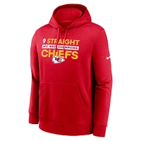 Men's Nike Red Kansas City Chiefs Nine-Straight AFC West Division Champions Club Pullover Hoodie