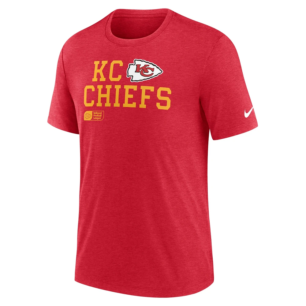 Men's Nike Red Kansas City Chiefs Overlap Lockup Tri-Blend T-Shirt