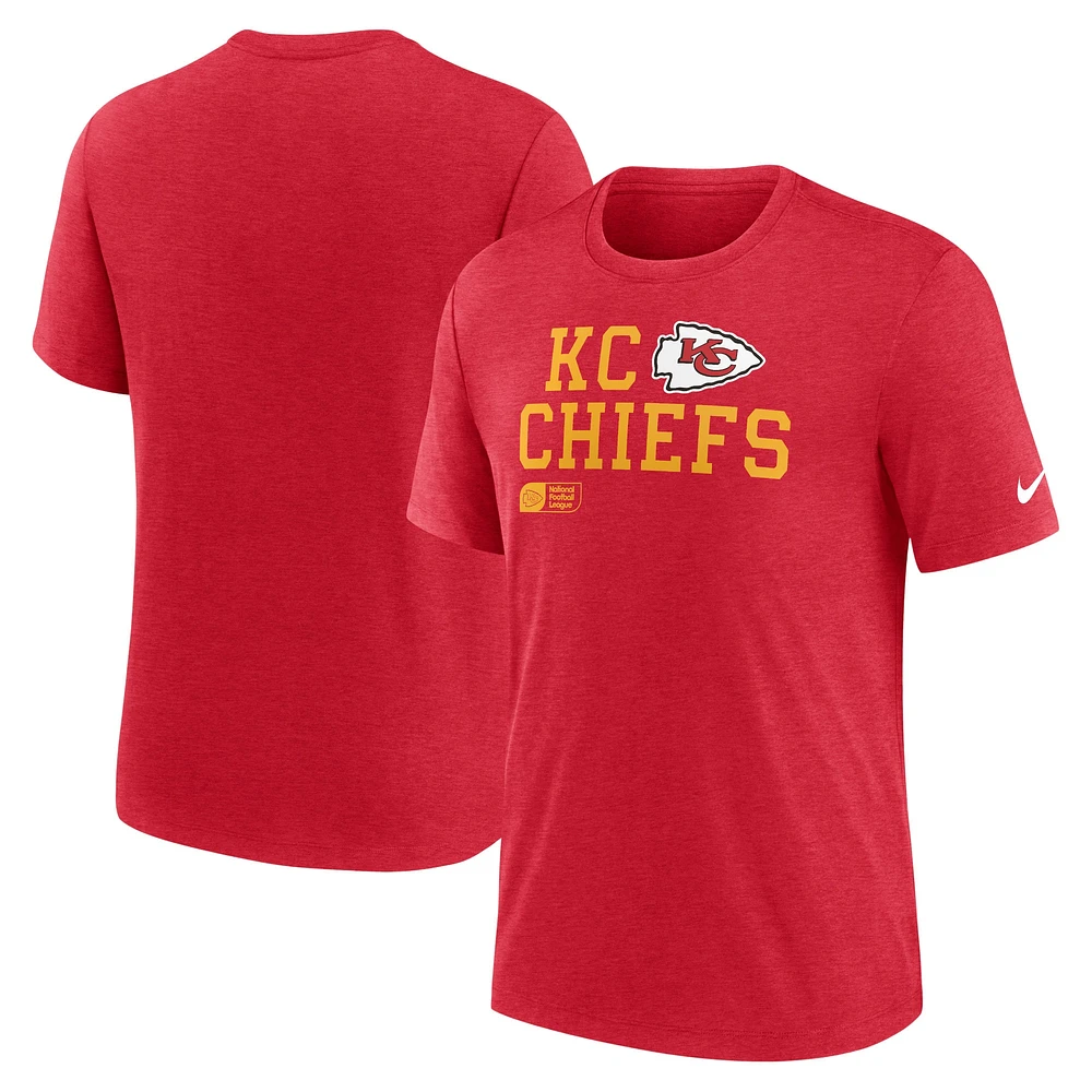 T-shirt Nike rouge Kansas City Chiefs Overlap Lockup Tri-Blend pour homme