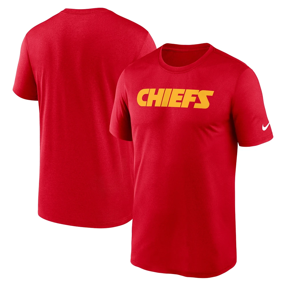 T-shirt Nike rouge Kansas City Chiefs Primetime Legend Wordmark Performance pour hommes