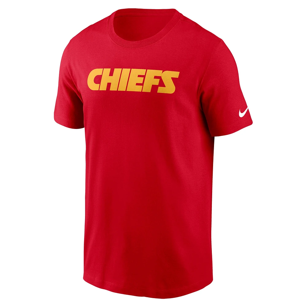 Men's Nike Red Kansas City Chiefs Primetime Wordmark Essential T-Shirt