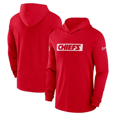 T-shirt à manches longues Nike Kansas City Chiefs Sideline Hoody Performance pour homme Rouge