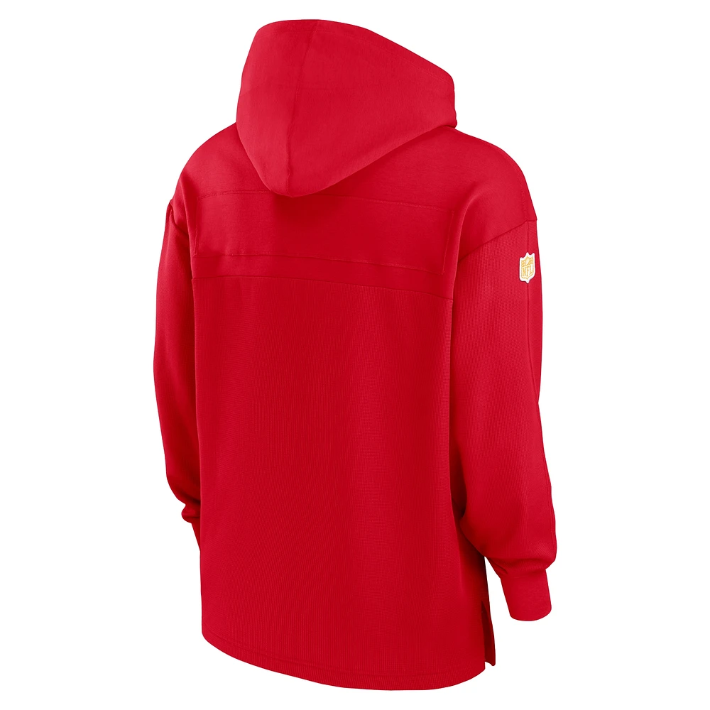 Sweat à capuche Nike pour hommes, rouge, Kansas City Chiefs Sideline Jersey Performance, pull