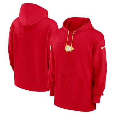 Sweat à capuche Nike pour hommes, rouge, Kansas City Chiefs Sideline Jersey Performance, pull