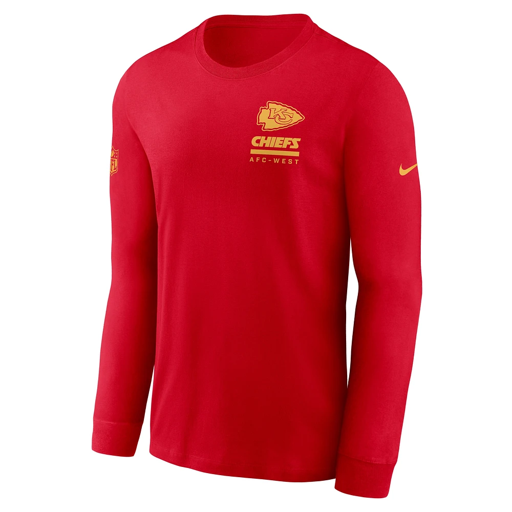 Men's Nike Red Kansas City Chiefs Sideline Performance Long Sleeve T-Shirt