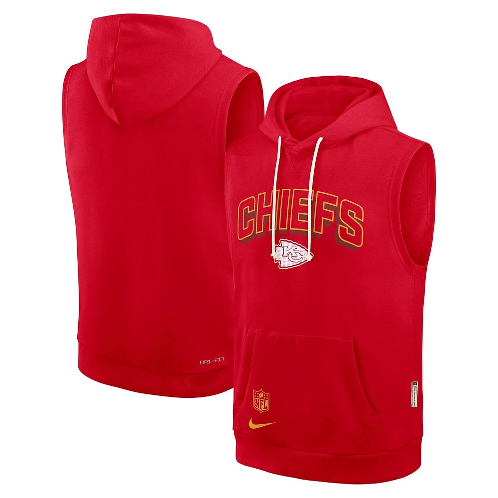Sweat à capuche sans manches Nike rouge Kansas City Chiefs Sideline Performance pour homme