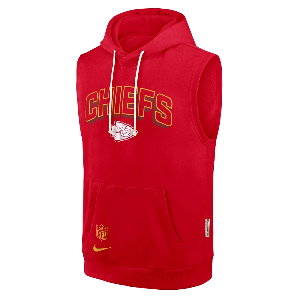 Sweat à capuche sans manches Nike rouge Kansas City Chiefs Sideline Performance pour homme