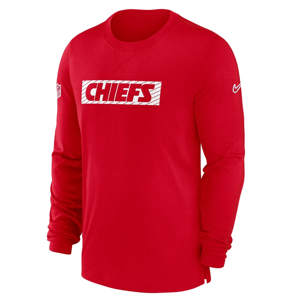 Men's Nike Red Kansas City Chiefs Sideline Player Performance Long Sleeve T-Shirt