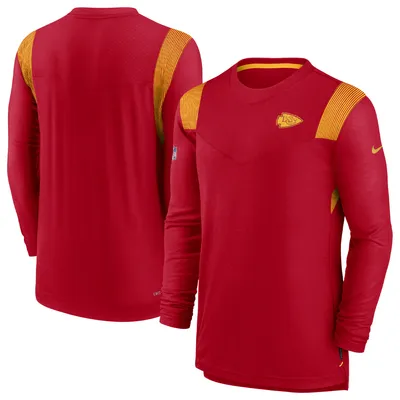 T-shirt à manches longues Nike pour hommes, rouge, Kansas City Chiefs Sideline, logo ton sur ton, Performance Player