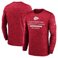 T-shirt Nike rouge à manches longues Sideline Velocity Performance pour homme des Kansas City Chiefs