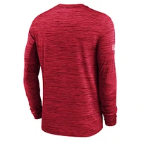 T-shirt Nike rouge à manches longues Sideline Velocity Performance pour homme des Kansas City Chiefs
