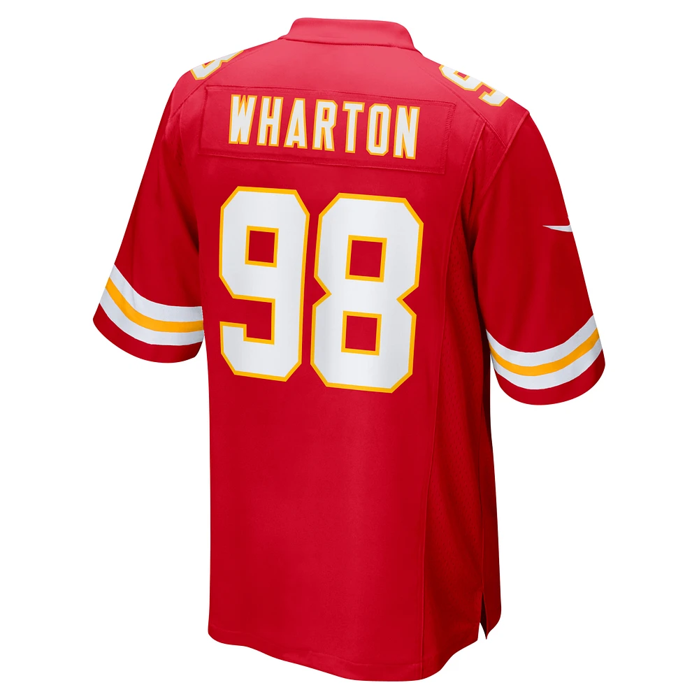 Maillot de match Nike Tershawn Wharton pour hommes, rouge, Kansas City Chiefs