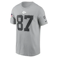 T-shirt Nike Travis Kelce pour homme, gris, Kansas City Chiefs 2024 Salute To Service, nom et numéro