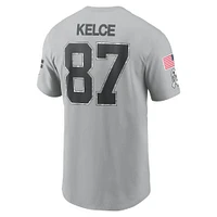 T-shirt Nike Travis Kelce pour homme, gris, Kansas City Chiefs 2024 Salute To Service, nom et numéro