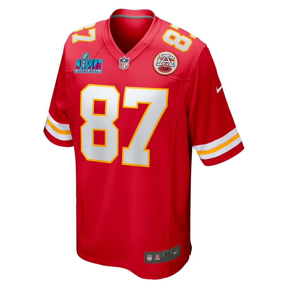 Maillot Nike Travis Kelce rouge Kansas City Chiefs Super Bowl LVII (saison 2022) Patch Game pour homme