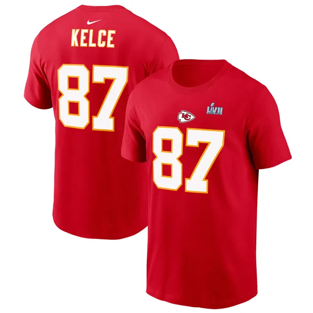 Men's Kansas City Chiefs Travis Kelce Nike White Super Bowl LVII Name &  Number T-Shirt