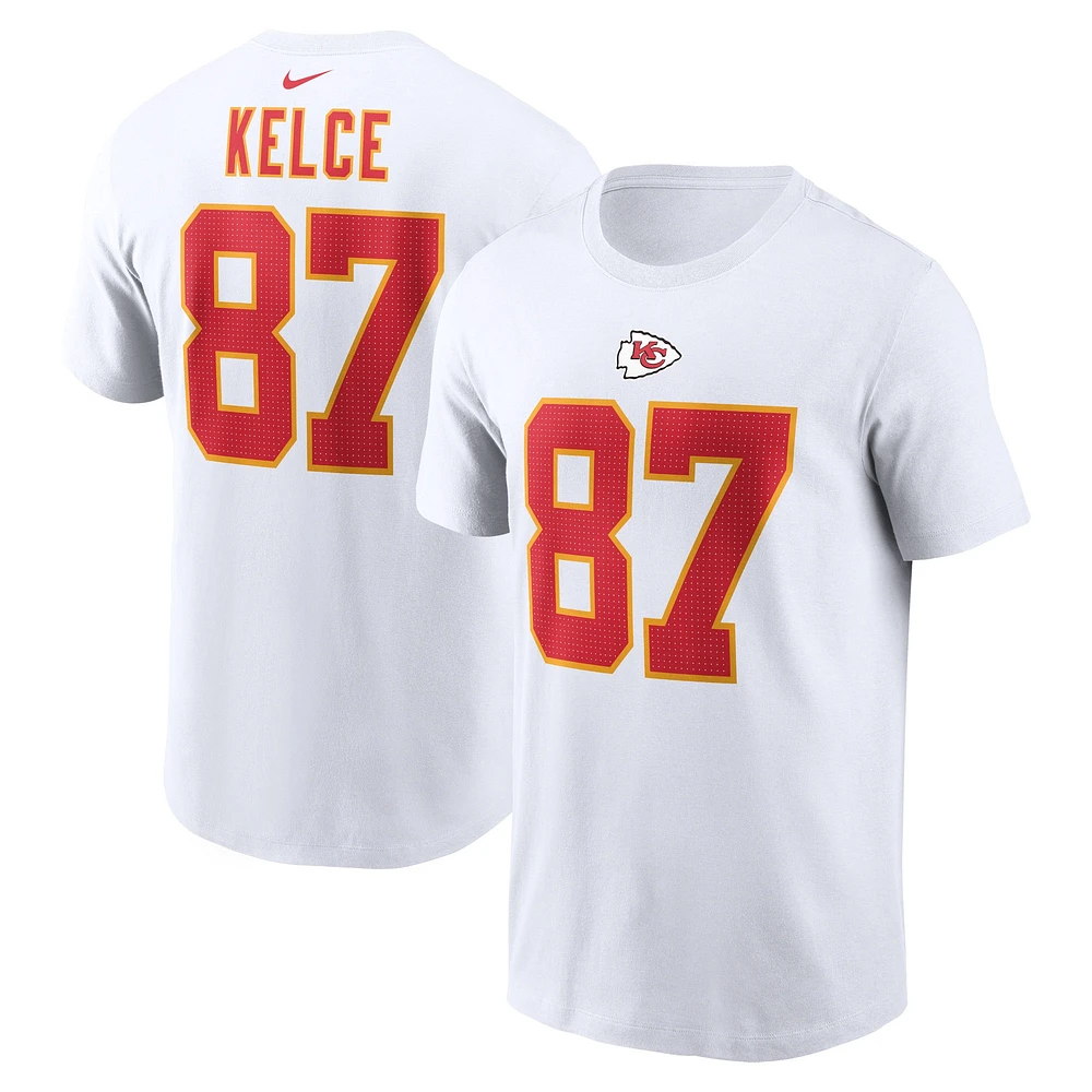 T-shirt Nike Travis Kelce pour hommes, blanc, nom et numéro du joueur des Chiefs de Kansas City