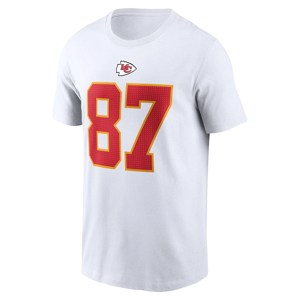 T-shirt Nike Travis Kelce pour hommes, blanc, nom et numéro du joueur des Chiefs de Kansas City