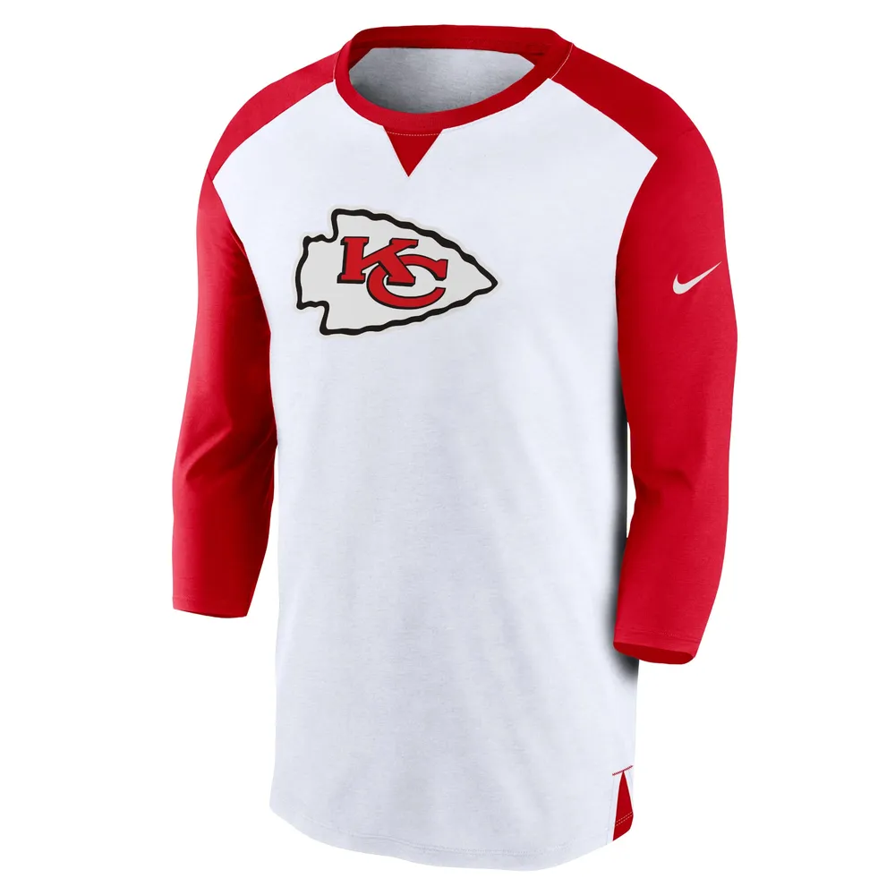 T-shirt à manches 3/4 Nike Kansas City Chiefs Rewind pour homme - Blanc/rouge