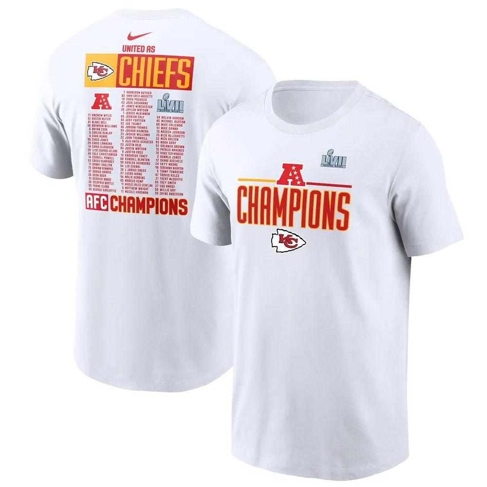 Nike Men's Nike White Kansas City Chiefs 2022 AFC Champions Roster T-Shirt