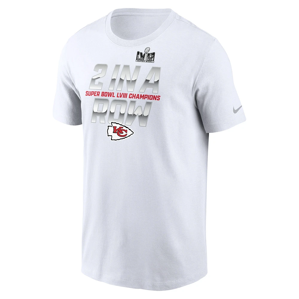 T-shirt Nike blanc dos à des champions du Super Bowl Chiefs de Kansas City pour hommes