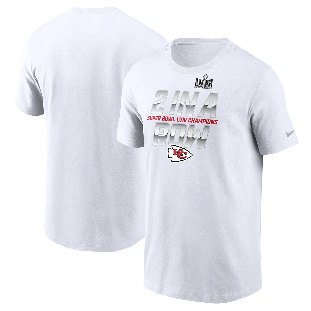 T-shirt Nike blanc dos à des champions du Super Bowl Chiefs de Kansas City pour hommes