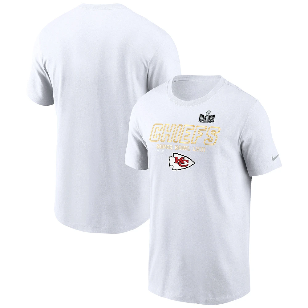 T-shirt emblématique Nike blanc Kansas City Chiefs Super Bowl LVIII pour homme