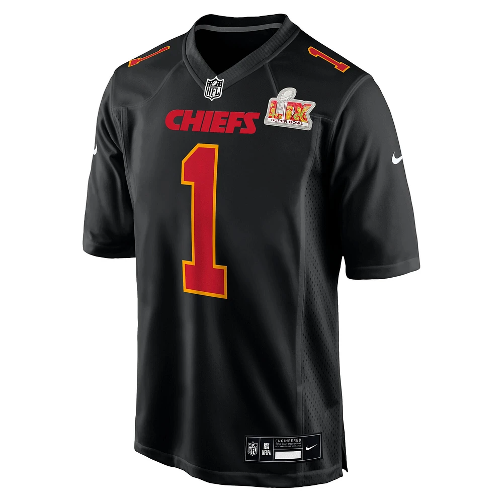 Men's Nike Xavier Worthy Carbon Black Kansas City Chiefs Super Bowl LIX Fashion Game Jersey