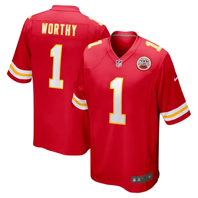 Maillot de jeu Nike Xavier Worthy rouge pour homme des Kansas City Chiefs