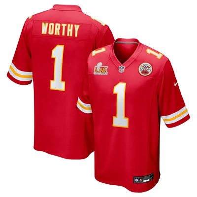 Men's Nike Xavier Worthy Red Kansas City Chiefs Super Bowl LIX Game Jersey