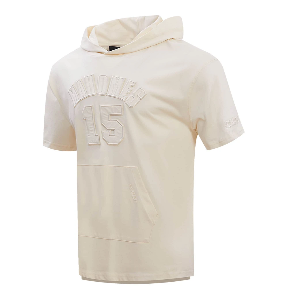 Patrick Mahomes Oatmeal Kansas City Chiefs Player Name & Number Neutre Sweat à capuche manches courtes pour homme