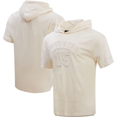 Patrick Mahomes Oatmeal Kansas City Chiefs Player Name & Number Neutre Sweat à capuche manches courtes pour homme