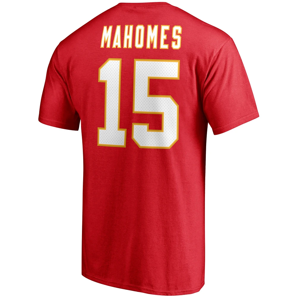 T-shirt rouge pour homme Patrick Mahomes avec nom et numéro du joueur des Kansas City Chiefs