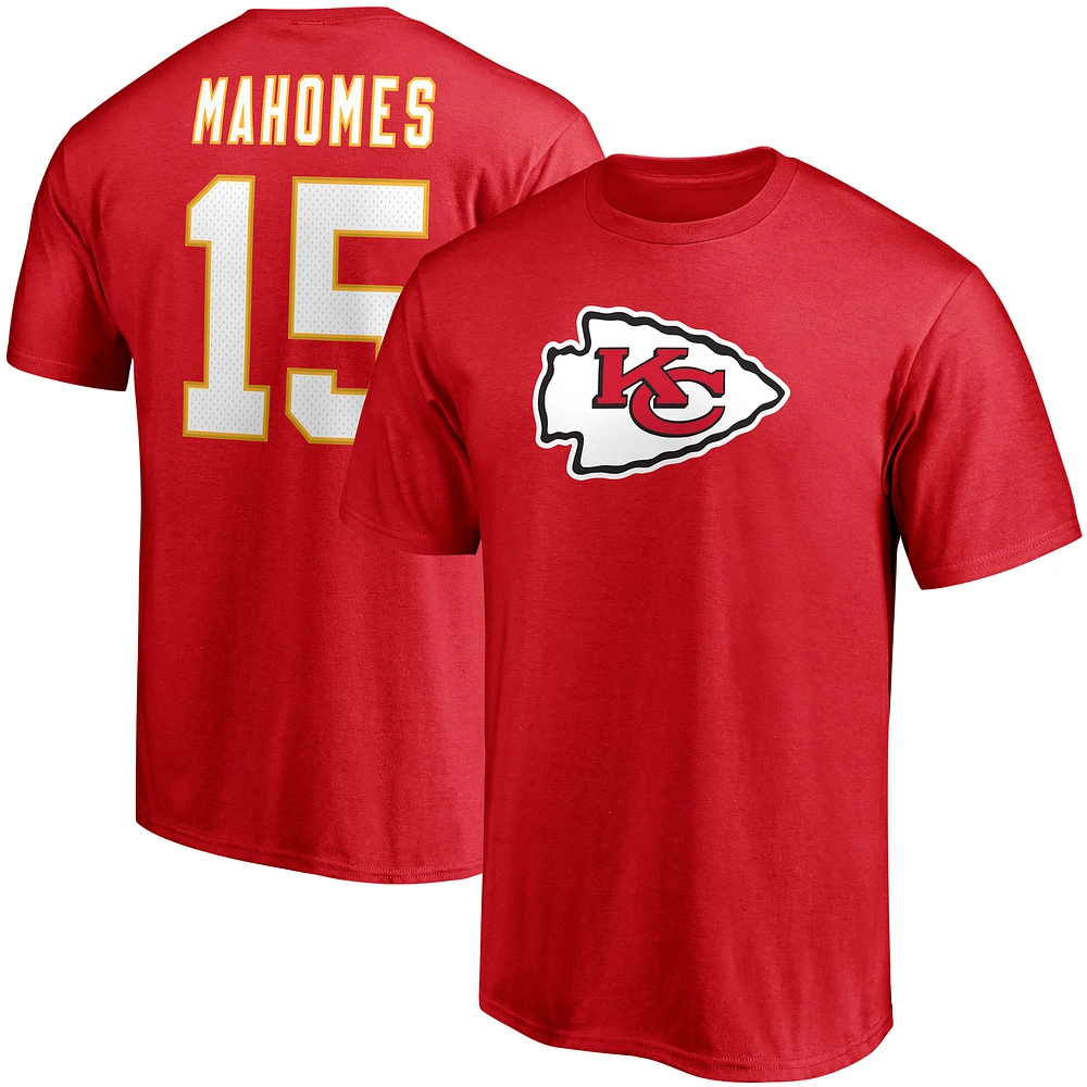 T-shirt rouge pour homme Patrick Mahomes avec nom et numéro du joueur des Kansas City Chiefs