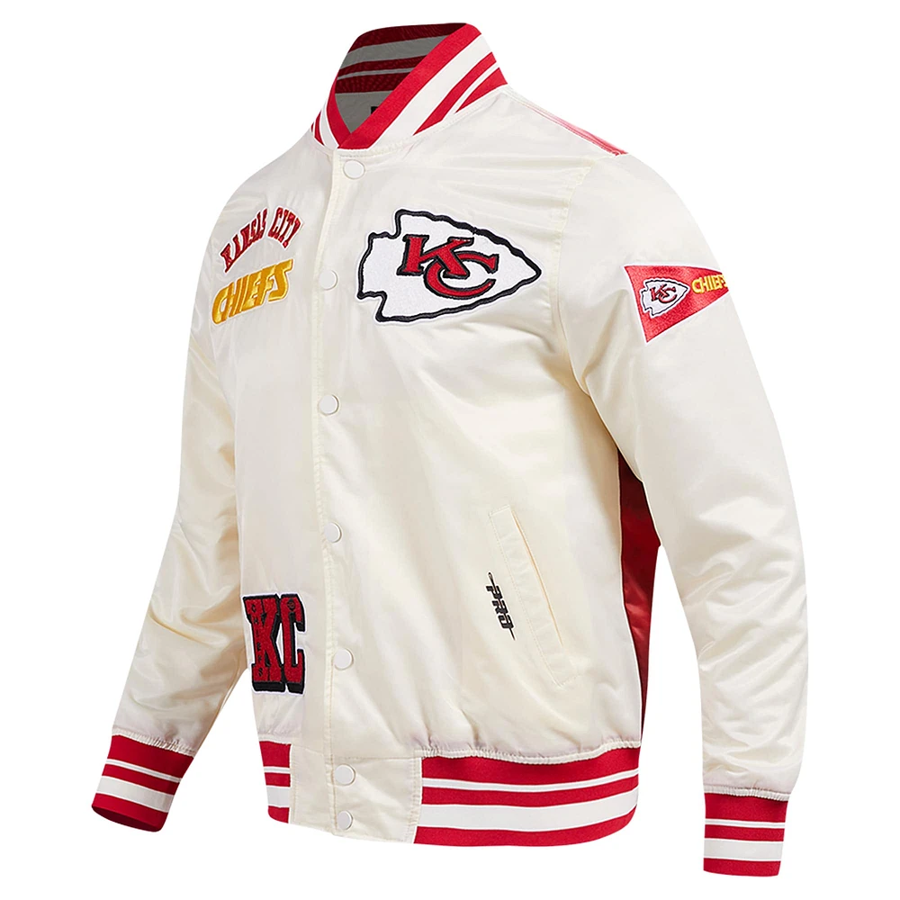 Men's Pro Standard Cream Kansas City Chiefs Sublimated Satin Full-Snap Jacket