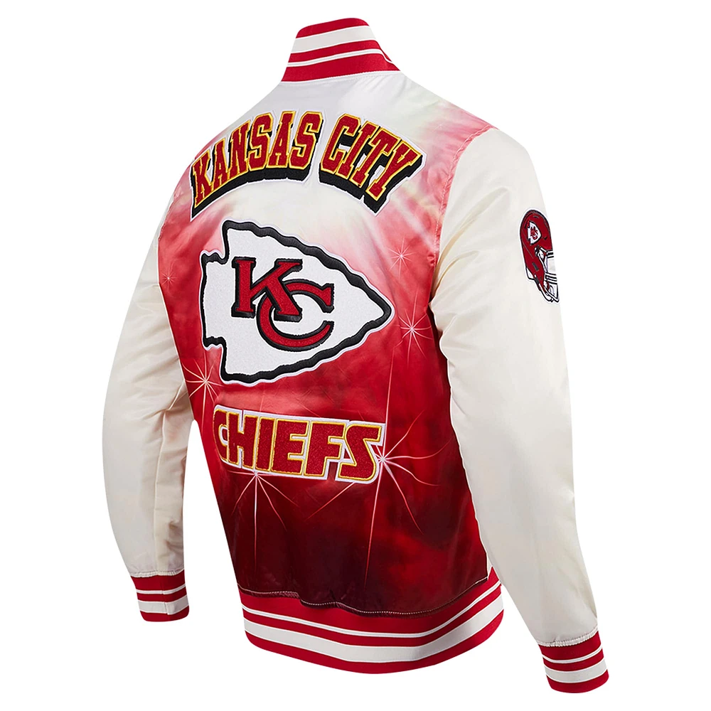 Men's Pro Standard Cream Kansas City Chiefs Sublimated Satin Full-Snap Jacket