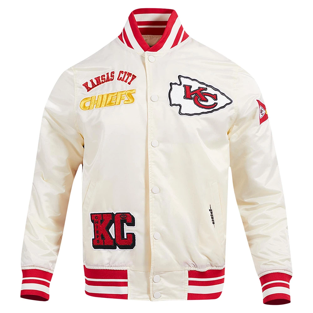 Men's Pro Standard Cream Kansas City Chiefs Sublimated Satin Full-Snap Jacket