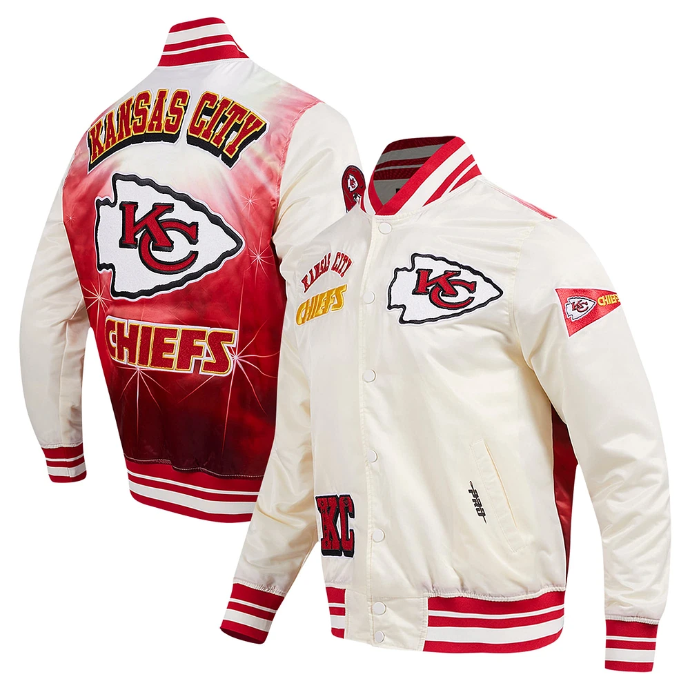 Men's Pro Standard Cream Kansas City Chiefs Sublimated Satin Full-Snap Jacket