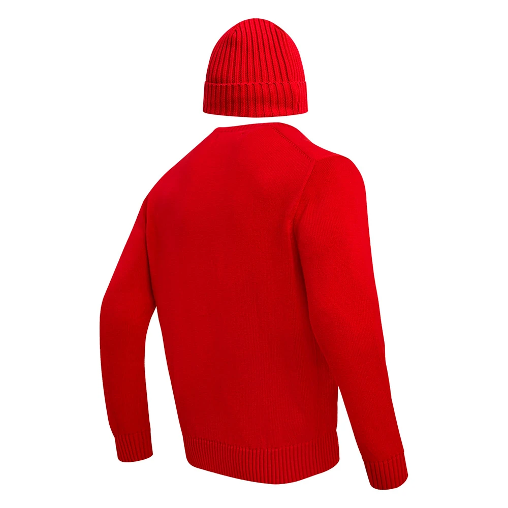 Pull à col rond et bonnet en tricot revers Pro Standard pour hommes, rouge, Kansas City Chiefs, coffret cadeau