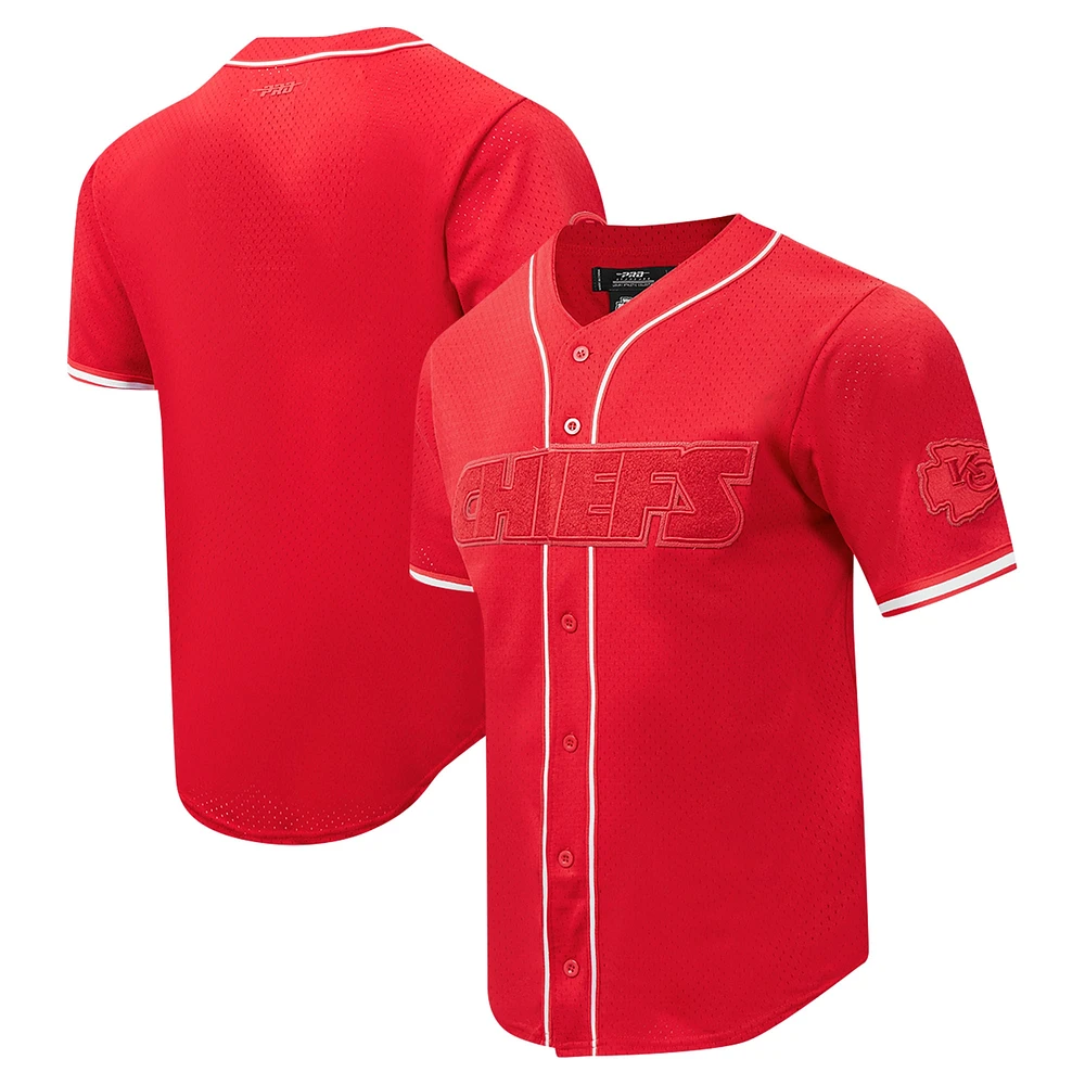 Chemise boutonnée en maille triple ton sur Pro Standard Red Kansas City Chiefs pour hommes