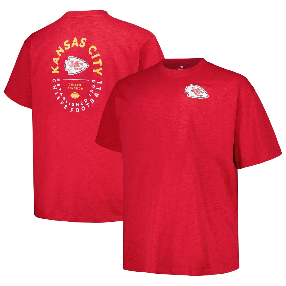 T-shirt rouge pour homme Profile Big & Tall Two-Hit Throwback des Chiefs de Kansas City