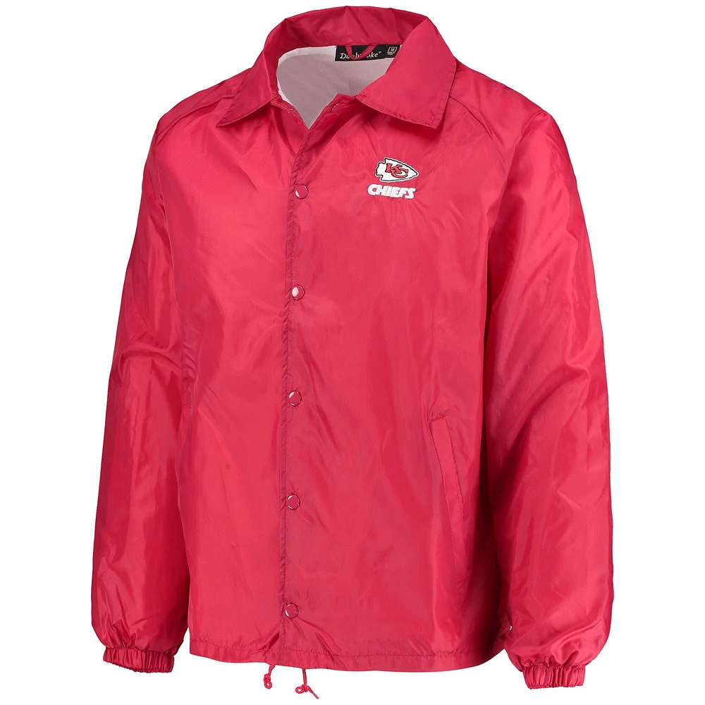 Men's Red Kansas City Chiefs Coaches Classic Raglan Full-Snap Windbreaker Jacket