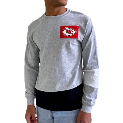 Men's Refried Apparel Navy/Red Houston Texans Sustainable Upcycled Angle Long Sleeve T-Shirt