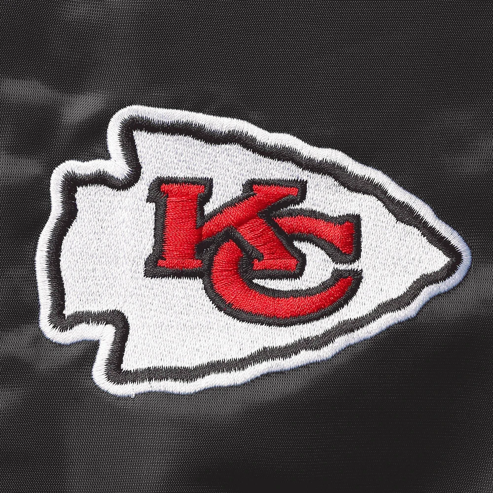 Men's Starter Black Kansas City Chiefs Locker Room Satin Varsity Full-Snap Jacket