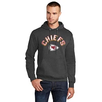 Men's Starter  Charcoal Kansas City Chiefs Arch Over Logo Pullover Hoodie