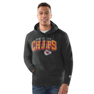 Sweat à capuche vintage pour homme Starter Charcoal Kansas City Chiefs