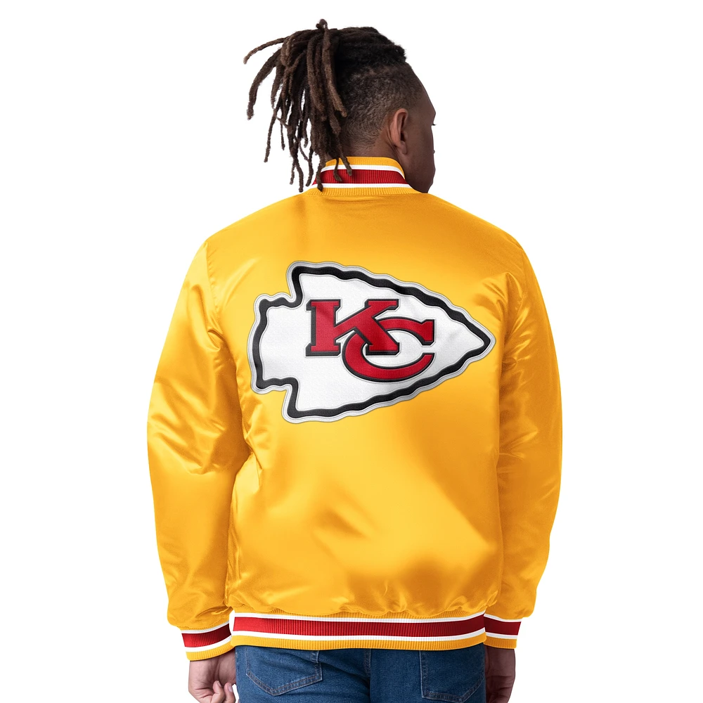 Men's Starter  Red/Gold Kansas City Chiefs Closer Reversible Satin Full-Snap Jacket