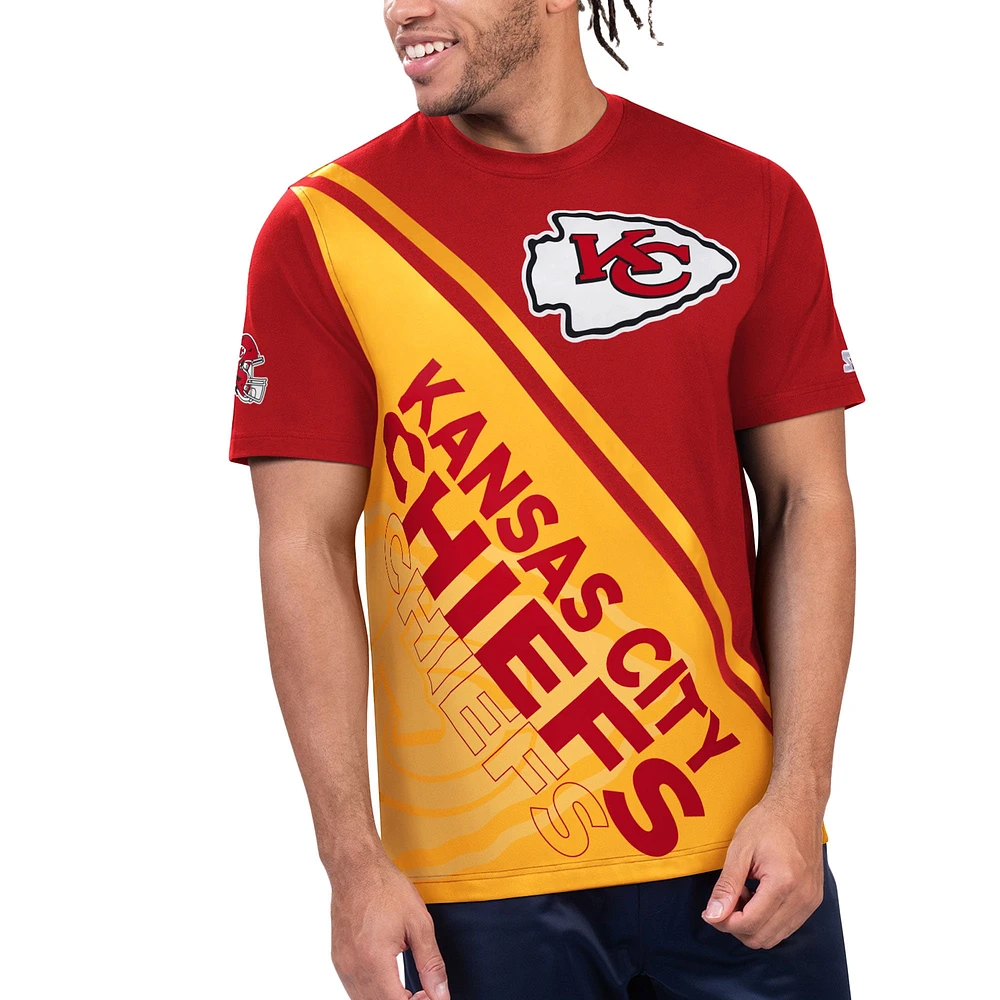 T-shirt graphique Starter rouge/or pour hommes des Chiefs de Kansas City Finish Line Extreme