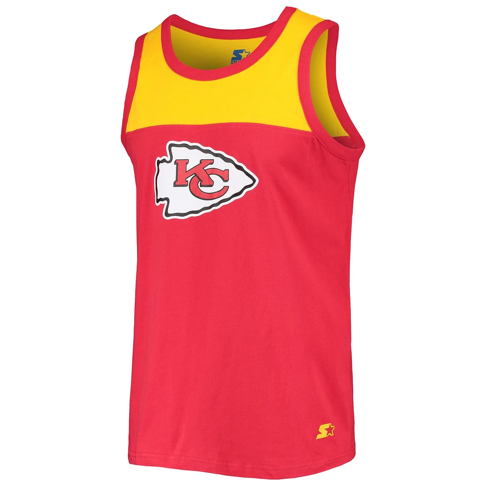 Débardeur mode Starter rouge/or Kansas City Chiefs Team Touchdown pour homme